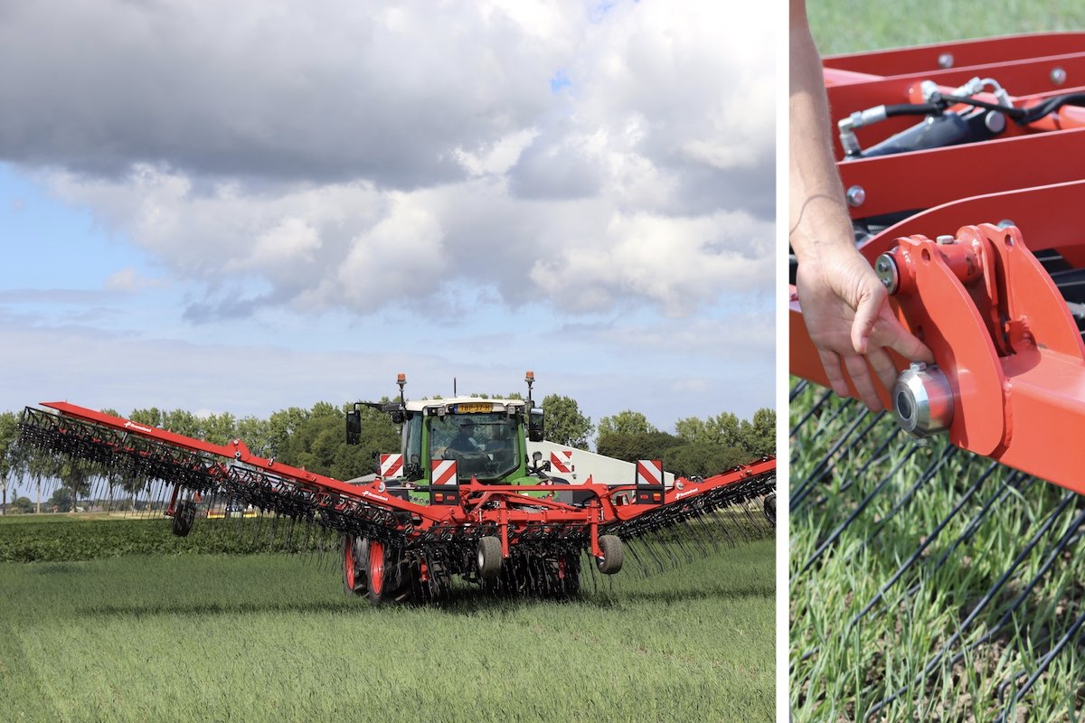 A sinistra visione completa del telaio a 5 sezioni di Arcadia, a destra dettaglio di un fermo per rendere flottante la sezione